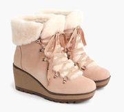 J.Crew Nordic Wedge Boot Subtle Pink 8 NWOB Blogger Favorite