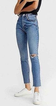 Free People We The Free Stella Skinny Cropped Raw Hem Button Fly Jeans Size 29