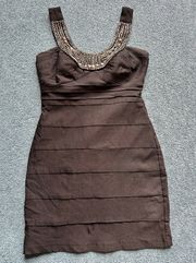Black Formal Mini Dress Bodycon Bandage Size 11