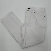 Eileen Fisher White Organic Cotton Denim Straight Ankle Pants Sz 8