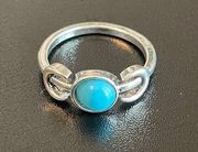 Turquoise stone two moon ring size 7