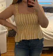 yellow striped peplum crop tank top