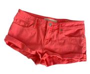 Marc by Marc Jacobs Coral Cotton Cuffed Casual Denim Shorts Size 27