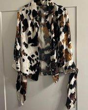 Just Cavalli calico print silk button down blouse