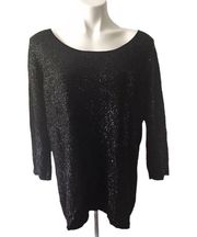 Oscar de la Renta Black Sequin Sweater