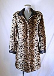 Via Spiga Cheetah Print Faux Fur Black Puffer Reversible Coat~M~