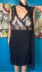 Cinderella Formal Dress with Scarf Black Lace 3XL