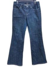 Tahari Wide Leg Jeans Dark Wash Blue Denim Pants Flared Leg Size 6