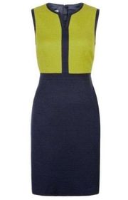 HOBBS London Teresa Color Block Sheath Dress Navy Chartreuse