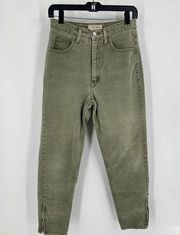 Vintage Guess Georges Marciano Olive Cotton High Waisted Ankle Zip Mom Jeans  29