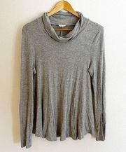 Deletta Gray Cowl Neck Long Sleeve Top Medium