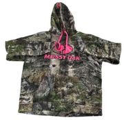 Mossy Oak Hoodie Womens Large Green Camo Print Pullover Pink Logo Outdoors Poly