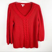 Westport 1962 Vintage Red Knit V-Neck Sweater, Size 3X