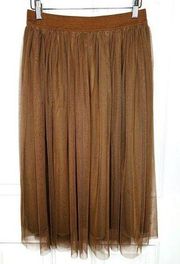 Downeast Skirt Basic Tulle Pleated brown Midi length
