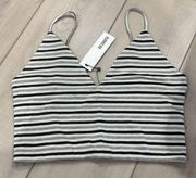 BB Dakota Crop Black White Medium Tank Top Soft Bralette Summer Casual Boho NWT