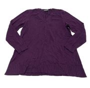 DKNY Sweater Womens Large Purple V Neck Comfy Knit Oversized Cozy Viscose Blend