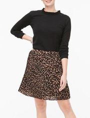 J CREW - Leopard Animal Print Lined Pleated Mini Skirt Size 2 100% Polyester.