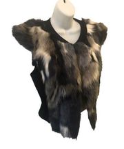 CAbi Frosty Faux Fur Multi Color Vest Sz. M #3380 Lined Fun Winter Cozy