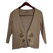 Ann Taylor Small Nude Embroiled Sweater Cardigan