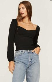 Reformation Reign Bustier Sweetheart Smocked Top in Black- Still Full Price