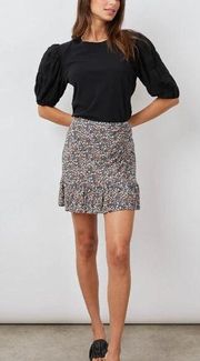 Rails Lara Black Vintage Floral Gathered Skirt Sz Medium