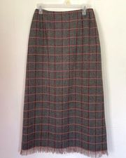 Harve Benard Sport Wool Maxi Skirt ~ Fringe Detail ~ Women’s Size 12