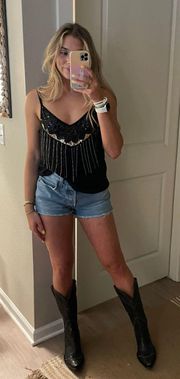 Sequin Fringe Tank Top