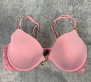 Betsey Johnson Lingerie Pink Rose Padded Push Up Bra 36C