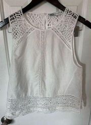 ZARA  white crochet, shirt, size extra small