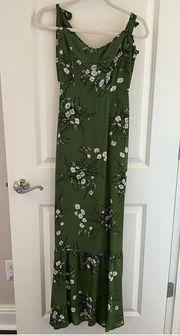 Worn Once! Reformation Green Floral Demy Dress | Size 0