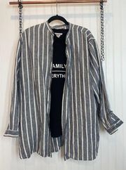 Rafaella & Republic Black Family Graphic Tee & Linen Stripe Shirt Bundle Size 1X
