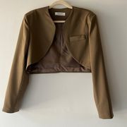 Storets Cropped Bolero Blazer with padded Shoulders in Olive Green  Size S/M