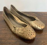 Talbots gold metallic floral flat size 8 1/2