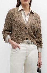 Brunello Cucinelli Cable Knit Dazzling Sequin Cardigan Sweater