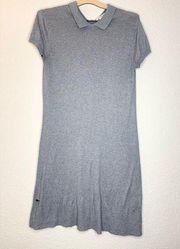 Lacoste Gray Knit Collared Button Up Back Polo Dress Size 38