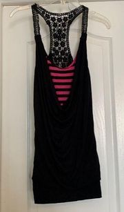 No. Boundries Tank top with pink and black stripes