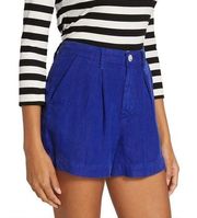 NWT L'Agence Zahari NAVY Linen High Rise Pleated Shorts, Size 30 New w/Tag