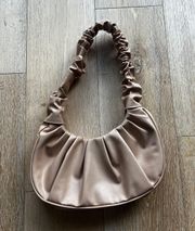 beige/tan ruched shoulder purse/bag