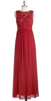 Red Lace & Chiffon Gown