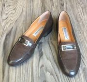 Etienne‎ Aigner BEACON Brown Leather Buckle Loafers Shoes Womens Size 8.5M