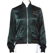 Olive Bomber Satin Jacket