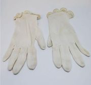 Vintage White Gloves with Lace Trim