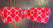 BANANA REPUBLIC Women's Red and White Moroccan Pattern Strapless Bikini Top XS