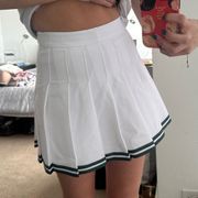 Aritzia White Tennis Skirt with Green Stripes (00, NWT)