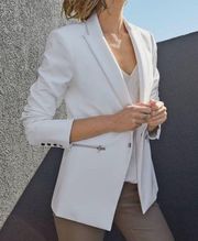 Veronica Beard Iconic Scuba White Dickey Jacket Blazer Zip Pockets Size 6