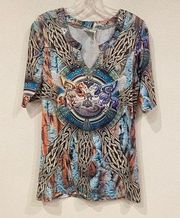 Horse Embellished Top Size Large EUC