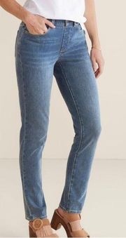 Soft Surroundings Medium Wash High Rise Straight Leg Pull On Jeans Size 32P