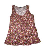 Cute XXI FOREVER Floral Tank Top Size Medium M Womens Juniors Ruffles