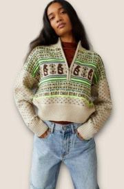 BDG Urban Outfitters Jesse Half-Zip Sweater in Neutral Multi Small