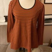 BCBGeneration oversized small striped orange blouse